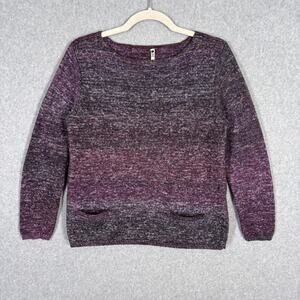 Leo & Nicole Sweater Large Cotton Pockets Speckled Marled Artsy Abstract Petite‎